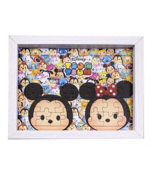 Porta Retrato Quebra Cabeça Mickey & Minnie Tsum Tsum 15X19cm - Disney