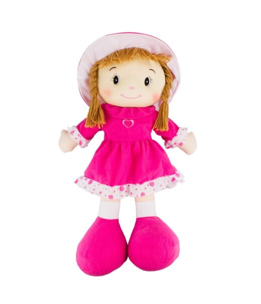 Boneca Chapéu Vestido Pink Coração 50cm