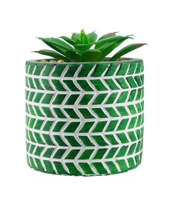 Home Variedades  Vaso Cimento Verde Planta Artificial  1