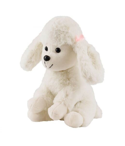 Cachorro Branco Poodle Laços Sentado 25cm - Pelúcia