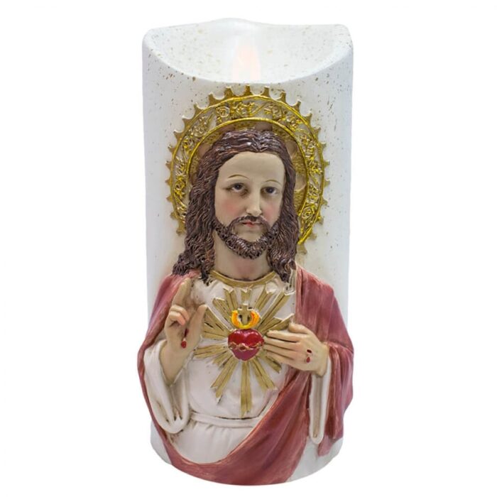 | Sagrado Coração De Jesus Luminária Vela 17.5cm – Enfeite Resina