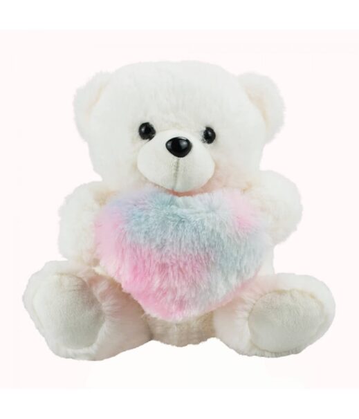 Urso Branco Coração 19cm - Pelúcia