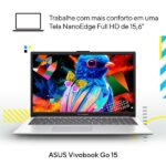 Notebook Asus Vivobook Go 15, Intel Core I3, 8GB de Memória, Armazenamento 512GB SSD, Windows 11 Home, Prata, Tela de 15,6", E1504GA-NJ435W CX 1 UN