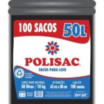 Saco para lixo 50lt preto reciclado Polisac 14002949 Dover PT 100 UN