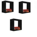 Kit 3 Nicho Decorativo 25X25X20 cm Preto Em Mdf