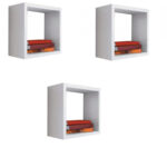 Kit 3 Nicho Decorativo 20X20X20 cm Branco Em Mdf