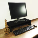 Suporte c/ Prateleira Para Monitor Preto Em Mdf