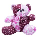 Chaveiro Urso Gravata Rosa Pintas E Quadrados 11cm - Pelúcia