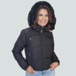 Jaqueta Feminina Puffer Forrada Touca Removível - Preto