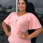 Venda e Cia  Blusa plus rosa com mangas flare  1