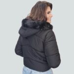 Jaqueta Feminina Puffer Forrada Touca Removível - Preto