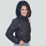 Jaqueta Feminina Puffer Forrada Touca Removível - Preto