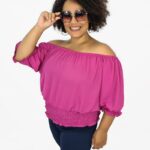 Blusa Feminina Plus Ciganinha Rosa Fúcsia