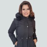 Jaqueta Parka Feminina Forrada Capuz Removivel - Preto