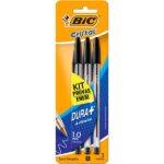 Caneta Esferográfica BIC Escrita Média Cristal Dura Mais, Preto, BT 3 UN