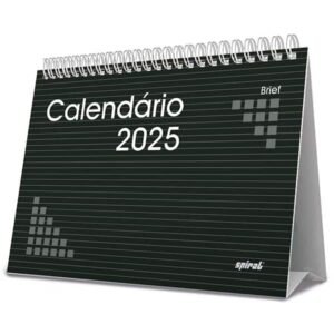 Calendário De Mesa 2025, Brief, Preto, 2512878, Spiral Brf – PT 1 UN