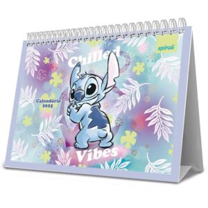 Calendário De Mesa 2025, Stitch Disney, 2515039, Spiral Ds – PT 1 UN