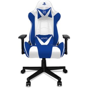 Cadeira Gamer Playstation, com encosto inclinável e ajuste de altura, Branco e Azul, PA4D, XL-1315-4D, Playstation – CX 1 UN