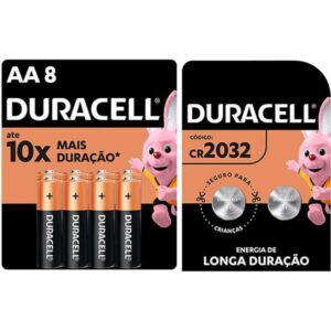 Pilha alcalina pequena AA 1.5V, + Bateria lítio eletrônica 3V, Duracell – 1 UN