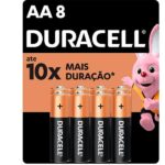 Pilha alcalina pequena AA 1.5V, + Bateria lítio eletrônica 3V, Duracell - 1 UN