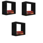 Kit 3 Nicho Decorativo 30X30X20 cm Preto Em Mdf