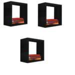 Kit 3 Nicho Decorativo 45X45X15 cm Preto Em Mdf